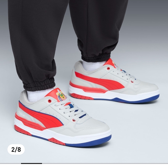Puma Gray and Red Sneakers Chivas
